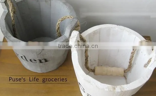 Creative wooden fleshy flowerpot small hanging wood barrel planter
