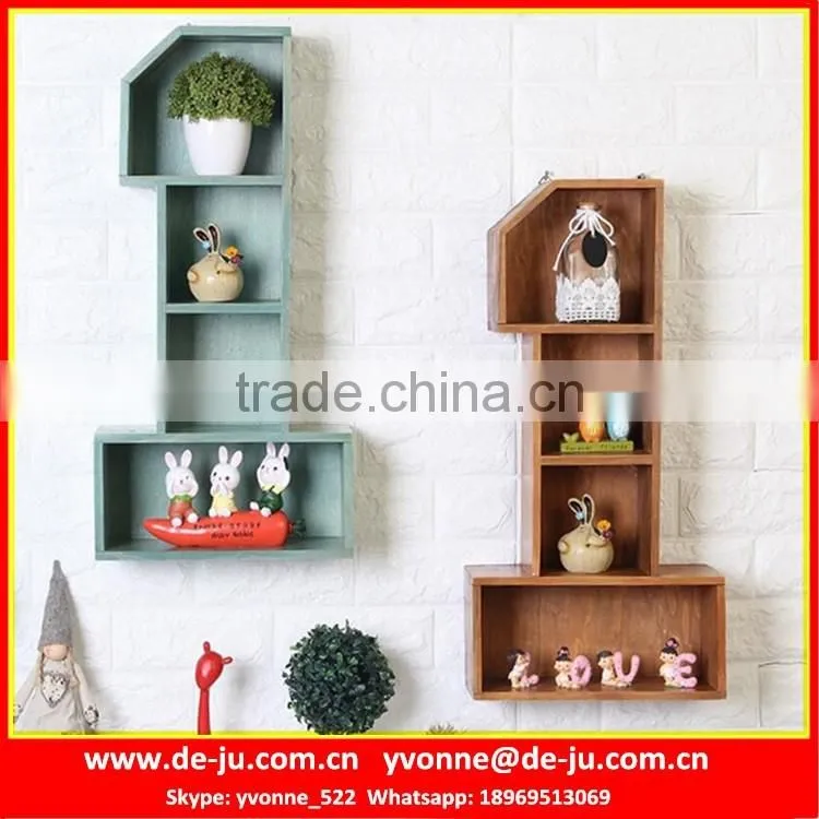 Home Wooden Wall Shelf With Drawers