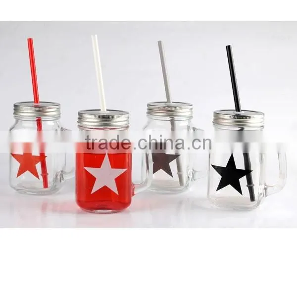 Set of 4 Cheap Hot Sale Screw Cap Star Mason Jar