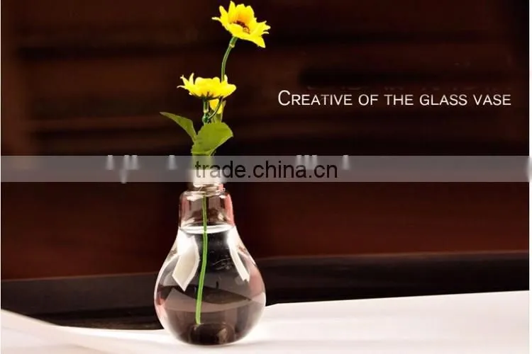 clear lamp bulb shape glass vases for home decoration