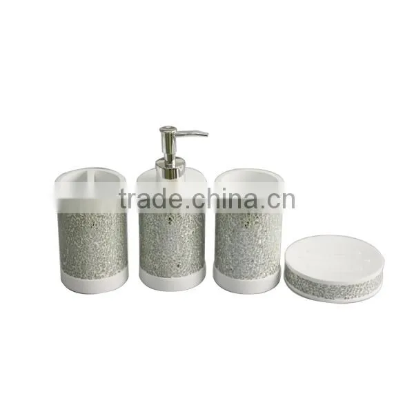 4 PCS High Quality Chrome Resin Crackle Mosaic Glass Bathroom Accessories