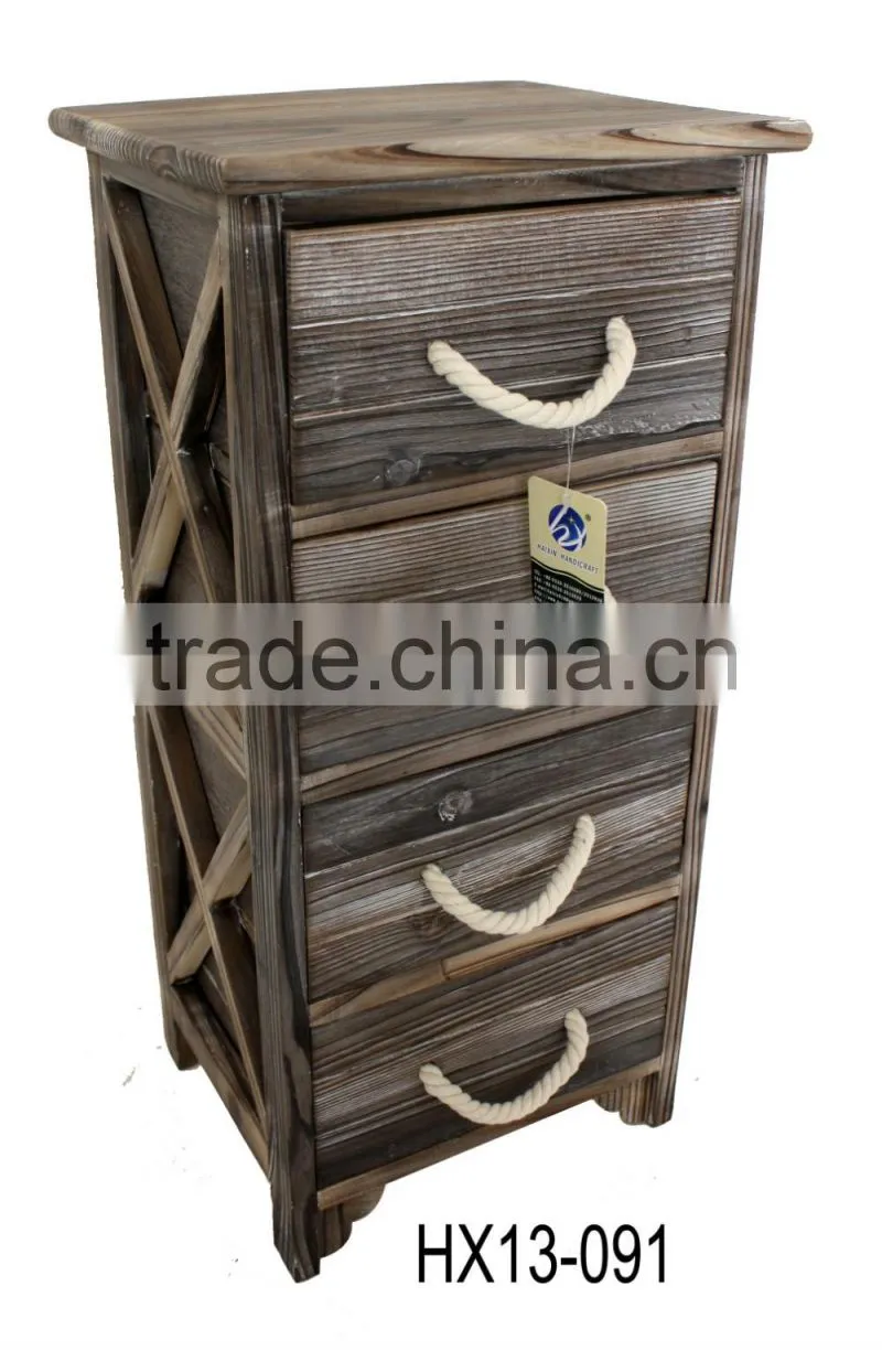 4-drawer antique baked sturdy practical wood storage cabinet