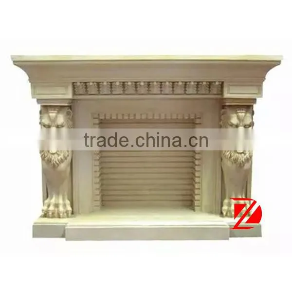 lion head decoration marble fireplace