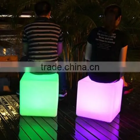 led cube chair /waterproof led light cube stool