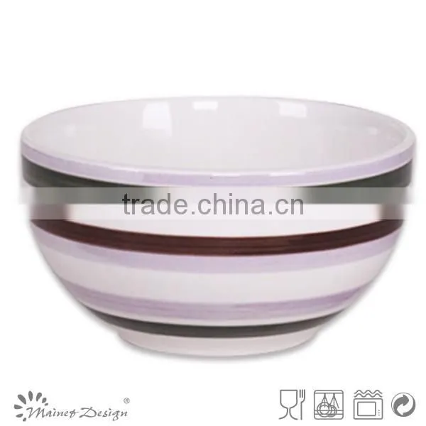 Stripe hand painted ceramic food bowl