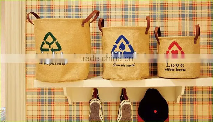 high quality large capacity hot sale cotton and flax cloth bucket to storage