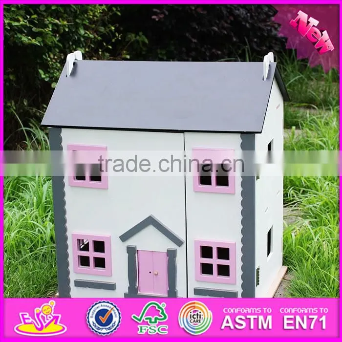 2016 Hot Item kids wooden small toy house, top fashion baby wooden small toy house W06A154