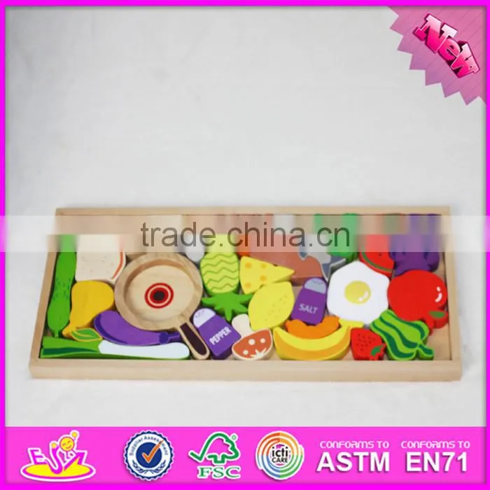 2016 new design cooking toy wooden puzzles for toddlers W14A157