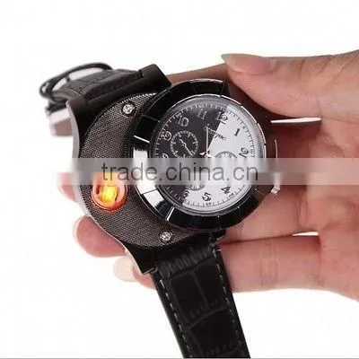 New Men's Watch USB Electronic Battery Flameless Cigarette Lighter Wrist Watch