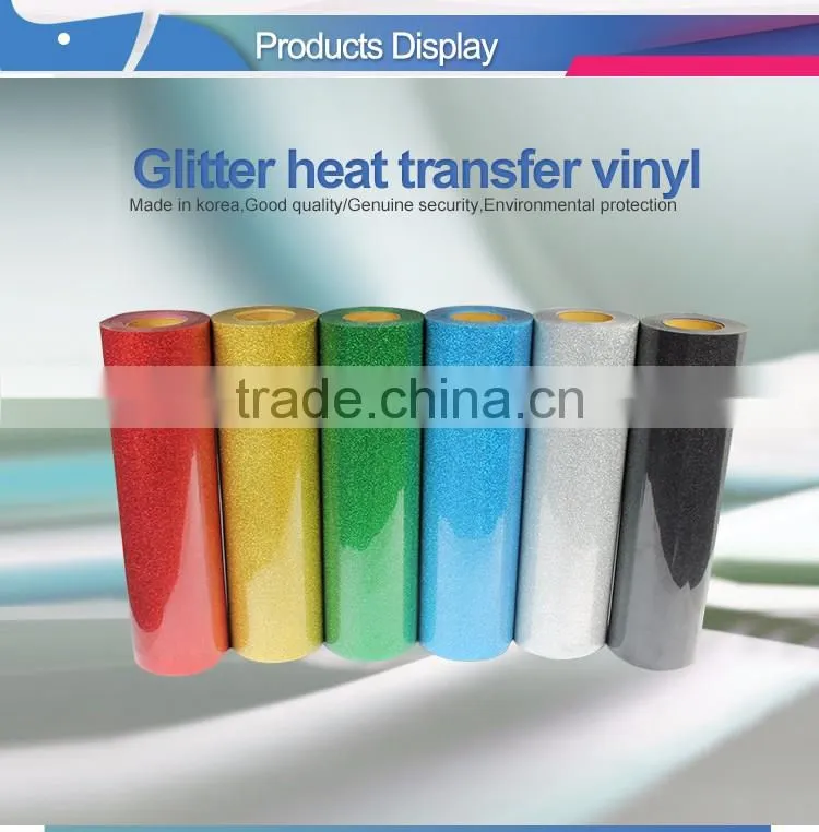 Hot selling korea quality glitter heat transfer vinyl for clothing