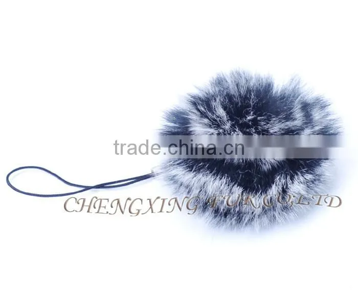 CX-A-54G Rabbit Fur Mobile Phone Strap Promotional Ring Fur Keychain
