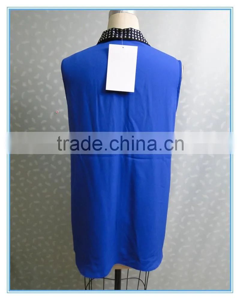 2016 Ladies Chiffon Coral Beaded Tank Top