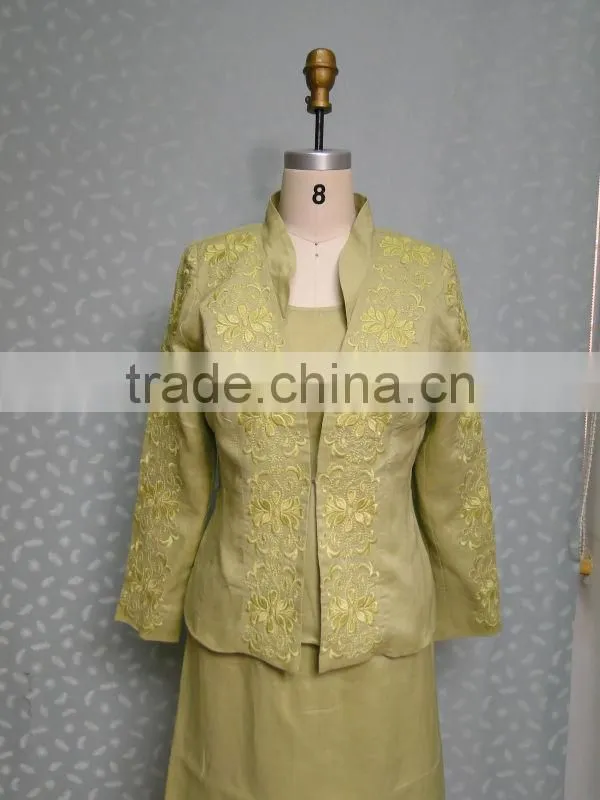 ladies office skirt suit with heavy embroidery 2015