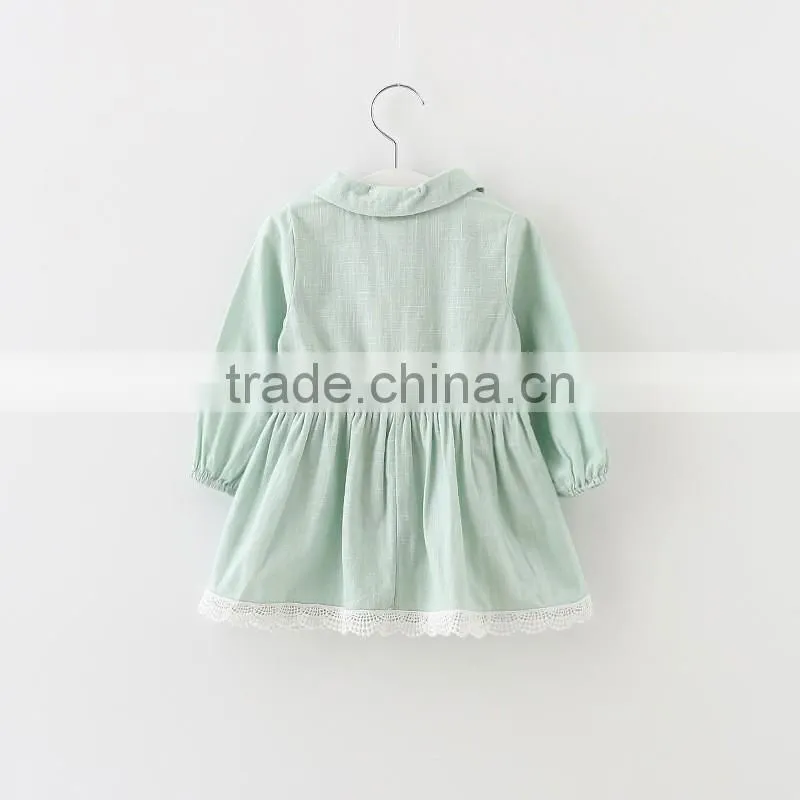 2016 beautiful long sleeve baby cotton frocks designs wholesale ruffles soft girls boutique dresses