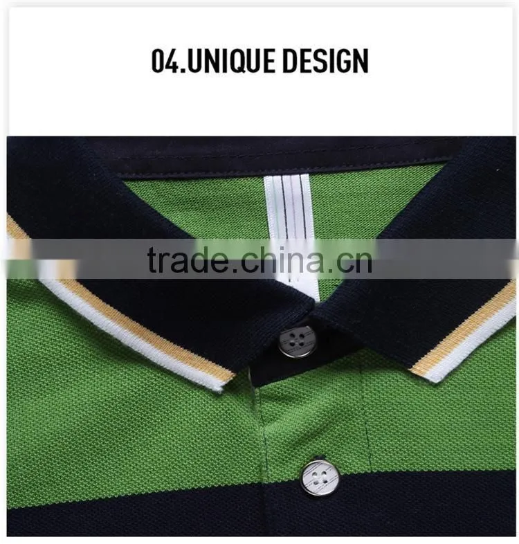 Wholesale Custom Polo T shirt 2016 New Design Cotton Short Casual Striped Slim Contrast Color Men's Polo Shirt