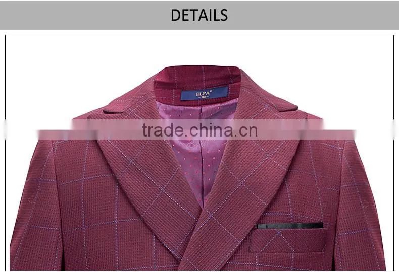 ELPA 2016 Fashion NXB0058 hot sale three pieces Red plaid kids suits clothes for wedding