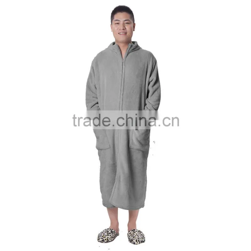 wholesale coral fleece plush luxury bath robe for men