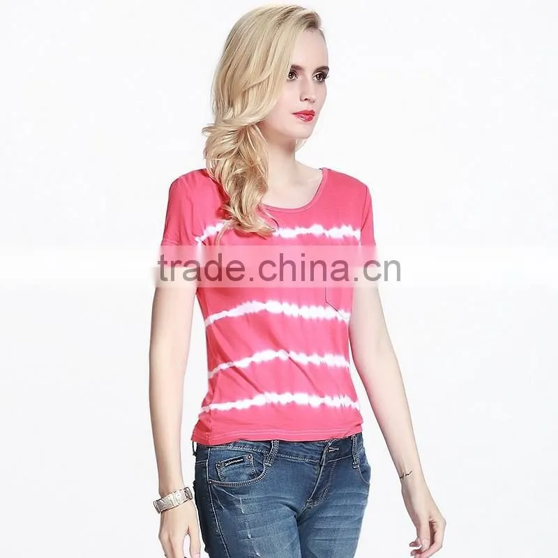 Ladies pink tie-dyed tee shirts in bulk