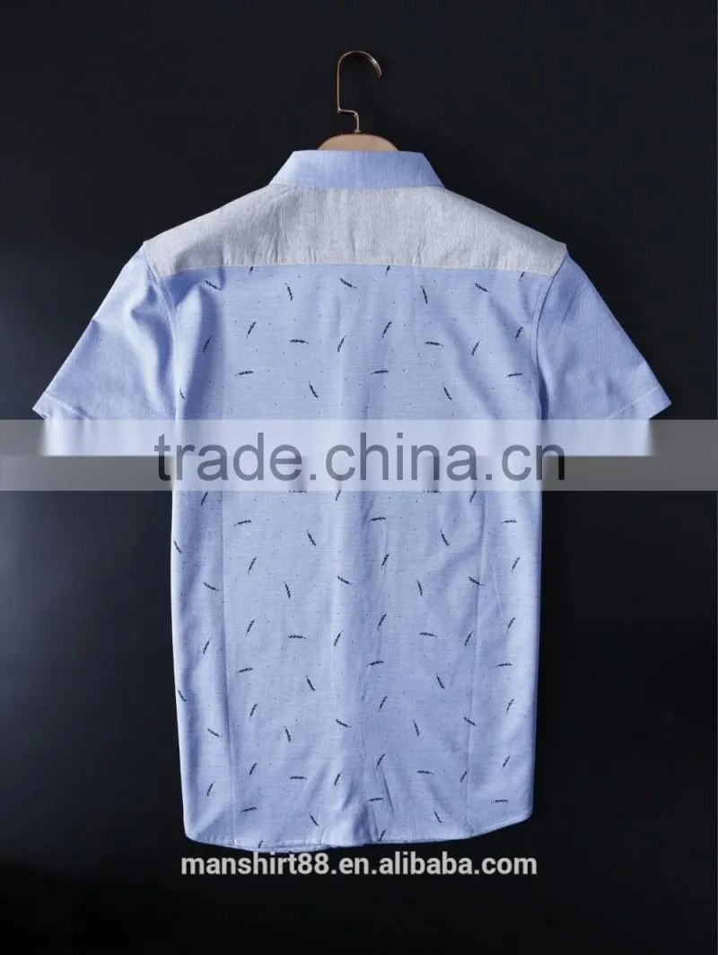 Latest jacquard short sleeves casual shirts for men