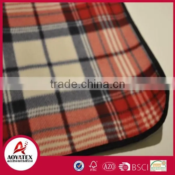 Rolling package check pattern polar fleece picnic blanket