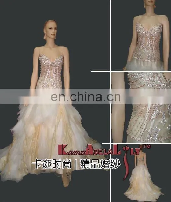 EB718 Exotic Crystal bodice delicate beading Wedding dress two pieces fluffy bridesmaid dress
