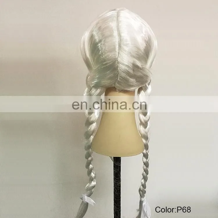 Carnival white pigtail party wigs P-W232
