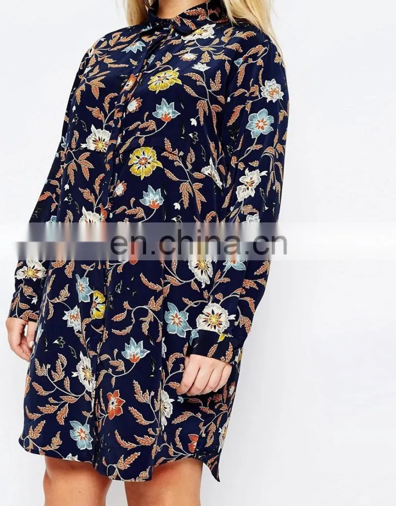 Plus size women clothing printing latest dress designs photos new model casual dresses
