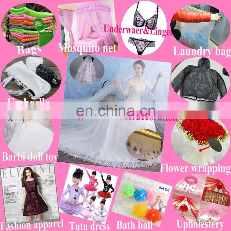 100%polyester tulle mesh fabric with warp knitting technology for bags