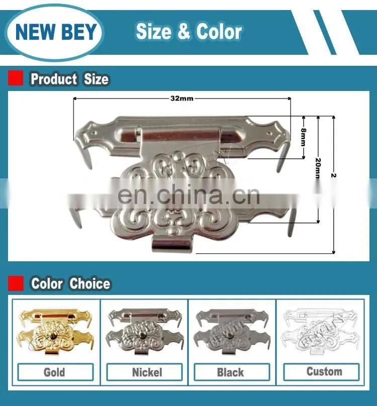 China factory wholesale small nickel plated wooden box catch