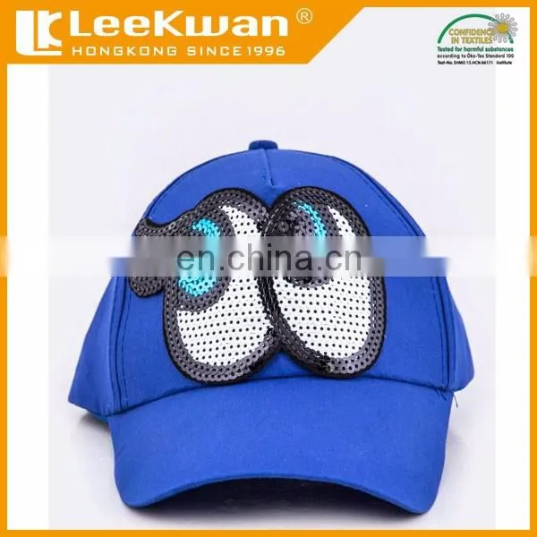 Eyes sequin embroidered applique with adhesive backing for hat