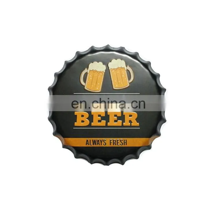 Wholesale vintage home bar decor tin metal sign beer cap