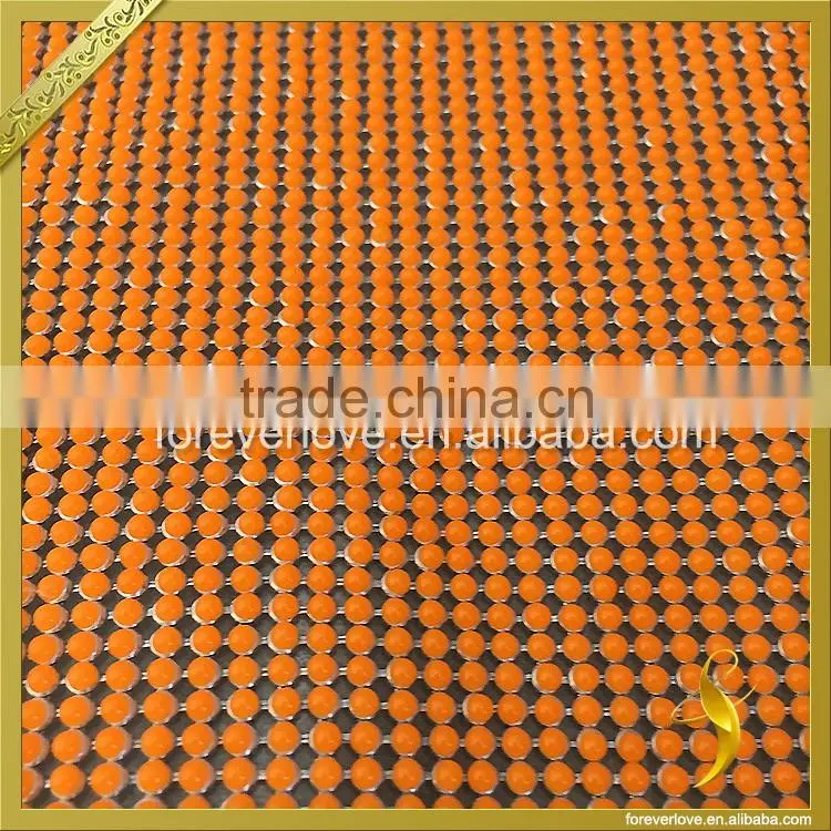 Hotfix rhinestone sheets adhesive beaded trimming iron on orange rhinestone mesh FRM-161