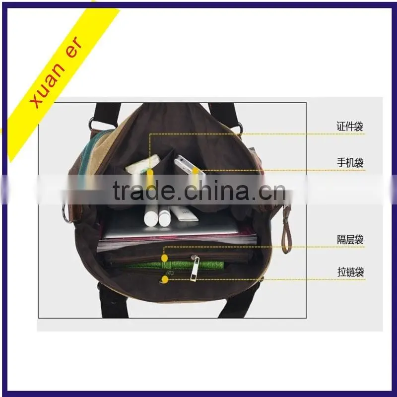 2016 China wholesale fashion women canvas shoulder handbag for ladies
