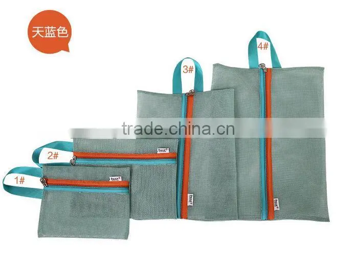 Good Bag 4 Pcs/set Portable Handle Mesh Travel Pouch Tote Bag Packable Zipper Toiletry Tote Underwear Organizer Storage Bag