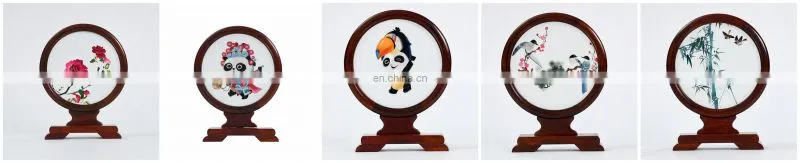Chinese style multi-pattern silk embroideried furnishing ornaments with a rosewood frame for decoration(D15cm)