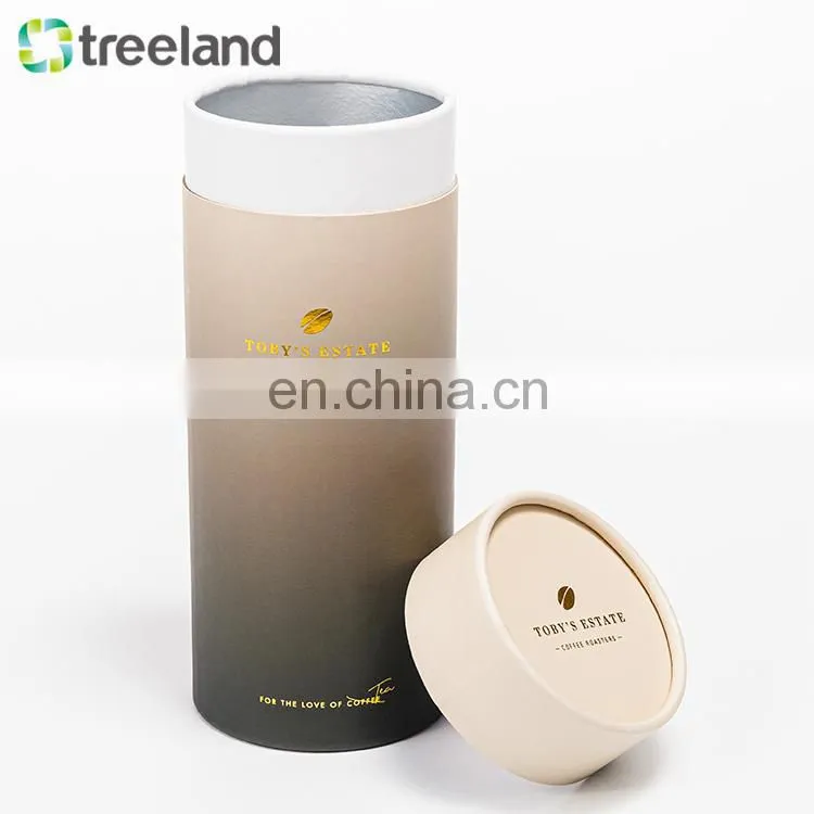 100% Recycled Printed Luxury Kraft Paper Tube Packaging Roasted Coffee Cardboard Tube