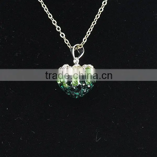 2015 love gift Shamballa Necklace Wholesale Heart Shape New Arrival Brown Crystal Clay Shamballa With Silver Chains Necklace