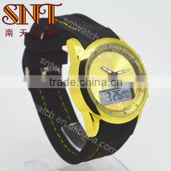 Analog digital watch with silicone band