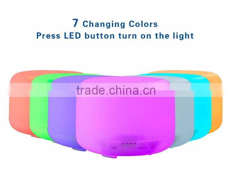 500ml Aromatherapy Essential Oil Diffuser Ultrasonic Air Humidifier with 4 Timer Settings 7 LED Color Changing Lamps