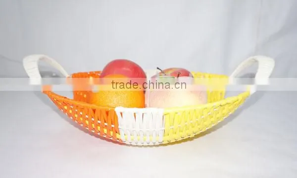 woven colorful plastic rattan fruit tray