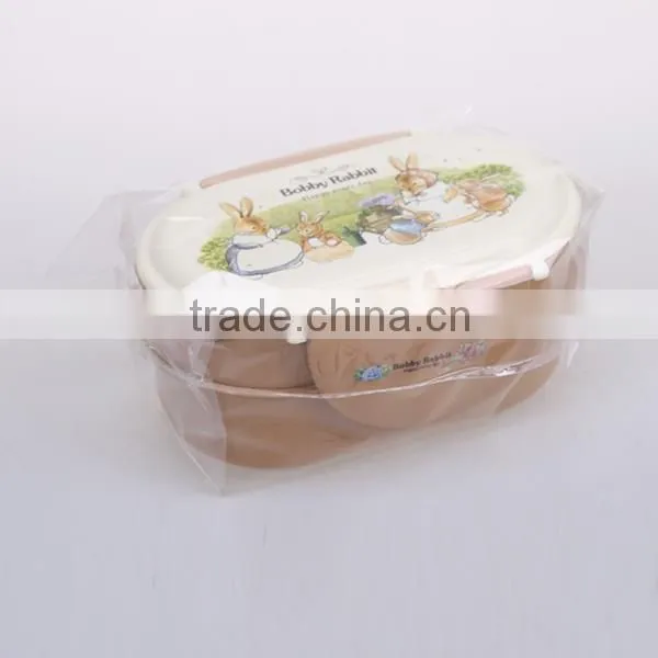 2-layer rectangle microwave plastic lunch box with spoon