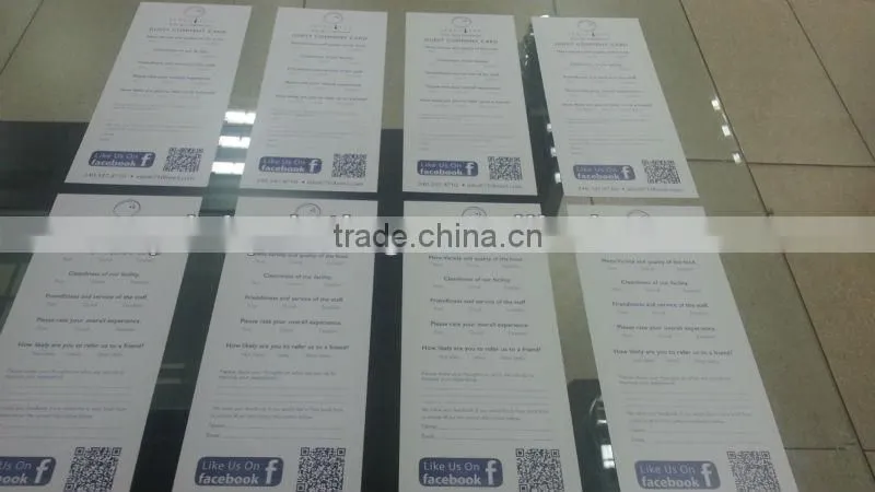 Restaurant's Customer Comment Cards Printing With Customized Size