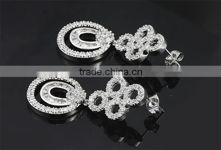 Round Top AAA Quality Cubic Zirconia Dubai White Gold Luxury Bridal Jewelry Set