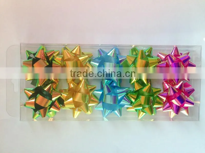 Iridescent Handmade Star Ribbon Bow, Artificial plastic Ribbon Bow,Pull Ribbon Bow