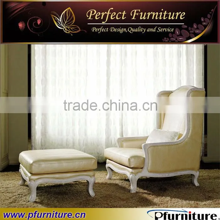 French style oak frame living room leisure chair and stool CN120926