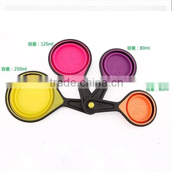 New 8 Piece 100% Food Grade Silicone Folding Measuring Cup and Spoon Set