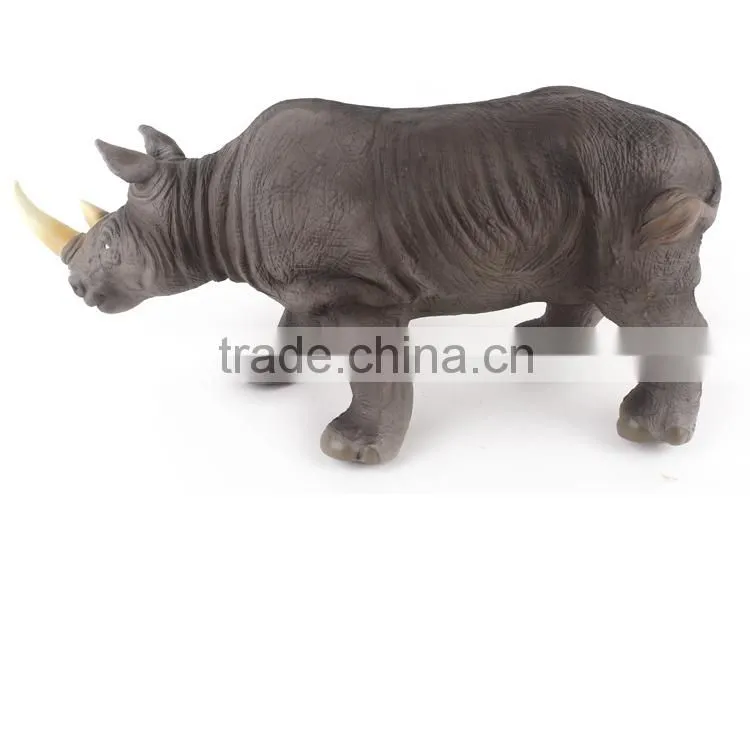 Hot Sell Cool Dinosaur Toys Vinyl 17'' Black Rhinoceros Toy For children X012
