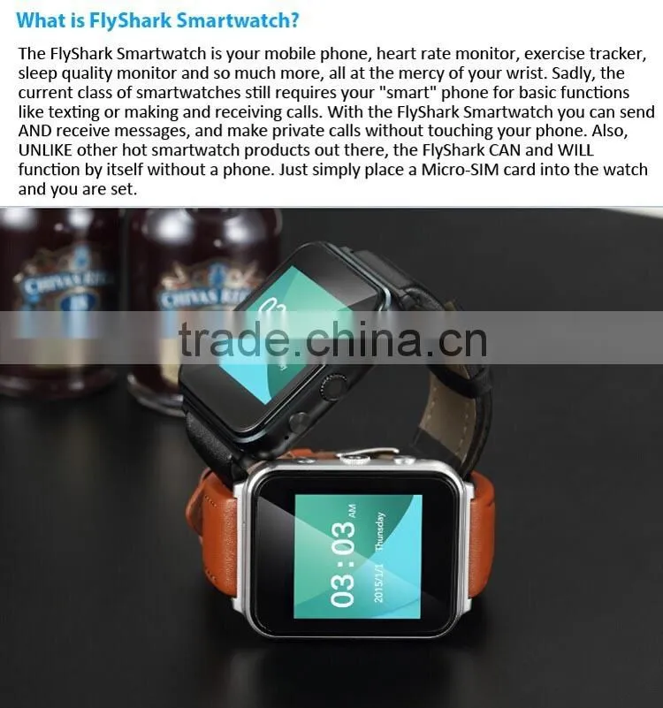 2015 fashionable portable latest wrist mobile phone smartwatch