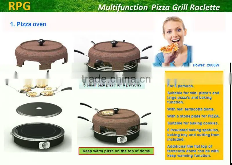 6 person Multifunction Pizza Grill Raclette