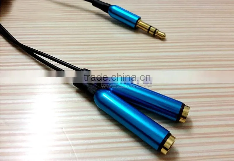 3.5mm 1 to 2 Audio Dual Y Splitter Cable Adapter Earphone Headphone Jack With Metal Plated